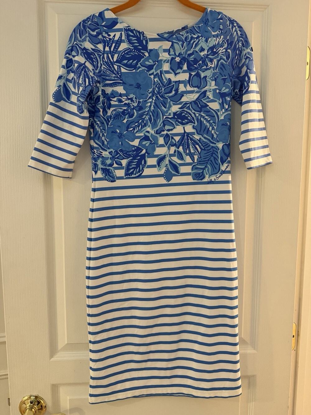 Lilly Pulitzer x Saint James Propriano Dress XXS Blue Stripe Floral NWT $265